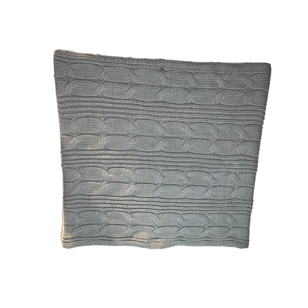 Brooks Brothers Women's OS Cable Knit Acrylic Wool Blend Scarf Blue-Green Gray